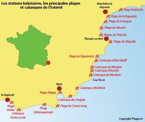 Plan des plages et Calanques